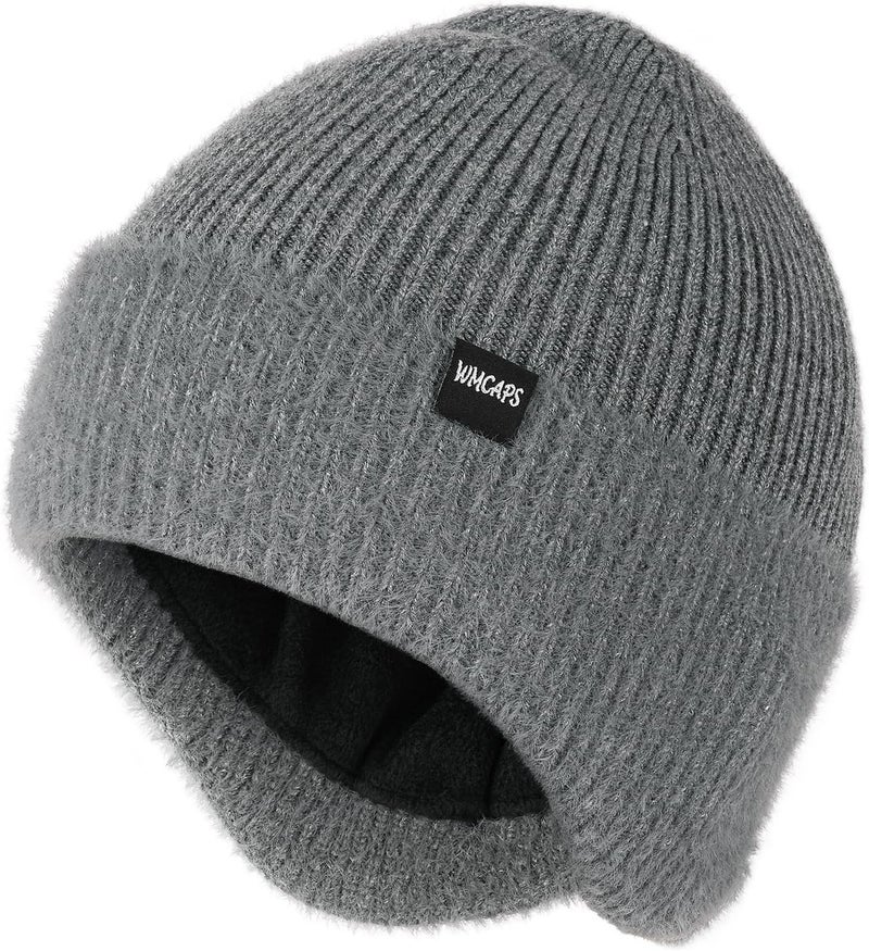 Wmcaps Winter Fleece Line Beanie with Earflap for Men Women, Outdoor Warm Thermal Knitted Hat Stocking Caps - Image 1